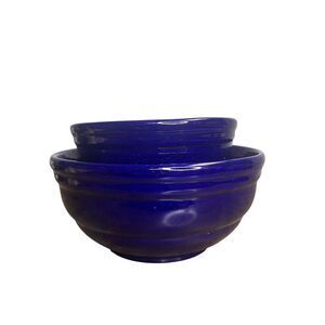 Pfaltzgraff York Keystone Primitive Stoneware Dough Mixing Bowls‎ Beehive Cobalt